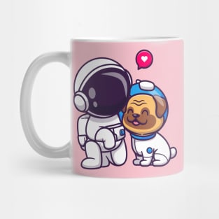 Cute Astronaut With Pug Dog Cartoon Mug